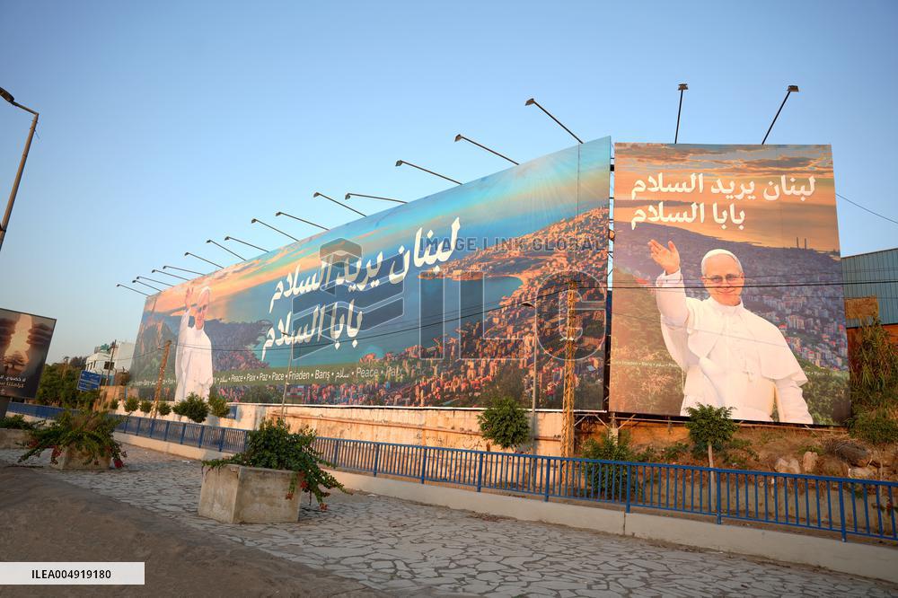 Pope XIV Billboards Ahead Lebanon Visit - Beirut