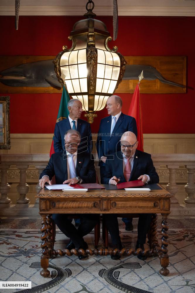 NO TABLOIDS - Prince Albert and Portuguese President at Oceanographic Museum - Monaco