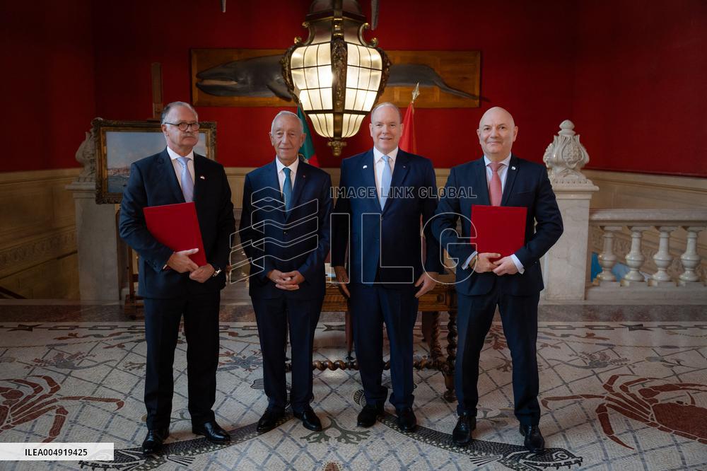 NO TABLOIDS - Prince Albert and Portuguese President at Oceanographic Museum - Monaco