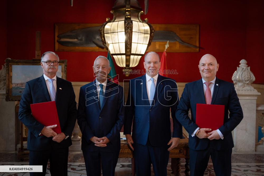 NO TABLOIDS - Prince Albert and Portuguese President at Oceanographic Museum - Monaco