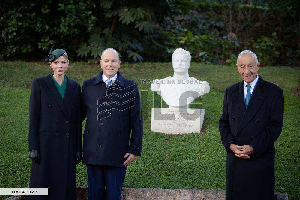 NO TABLOIDS - Prince Albert and Princess Charlene with Portuguese President At Saint-Martin Garden - Monaco