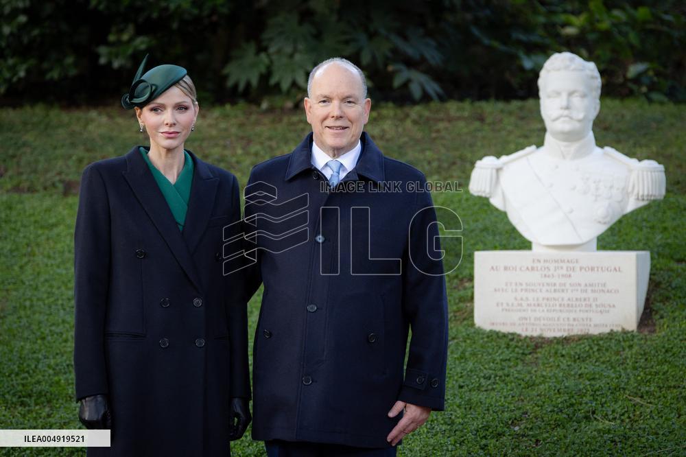 NO TABLOIDS - Prince Albert and Princess Charlene with Portuguese President At Saint-Martin Garden - Monaco