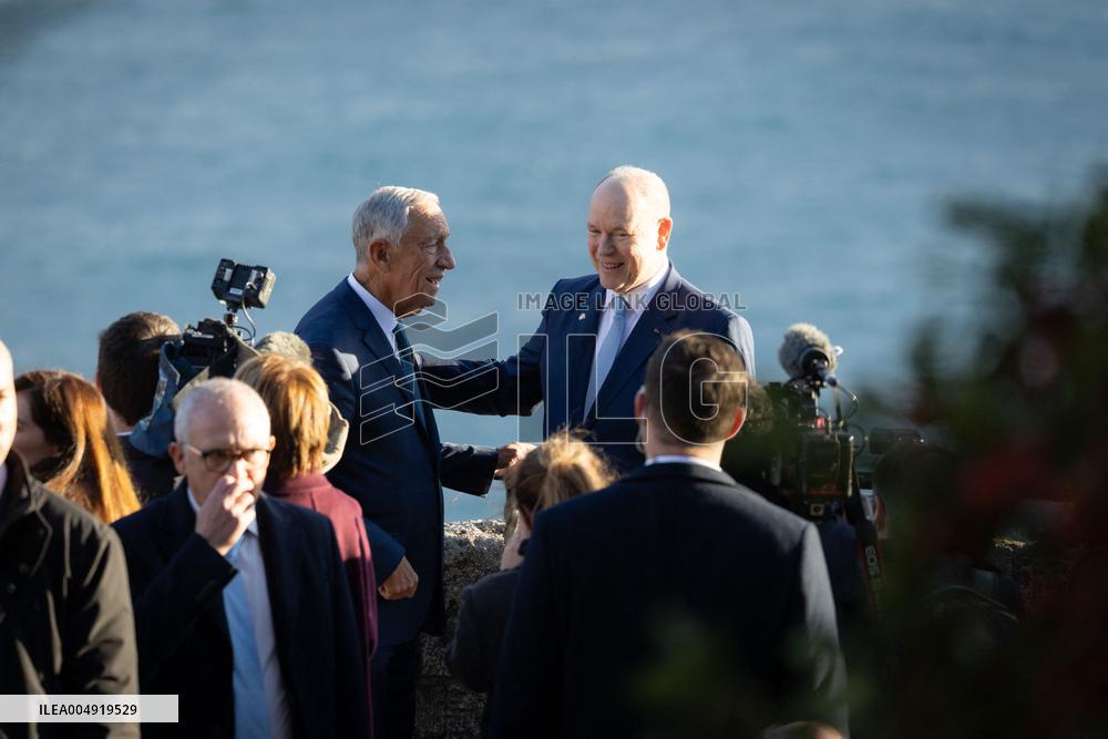 NO TABLOIDS - Prince Albert and Princess Charlene with Portuguese President At Saint-Martin Garden - Monaco