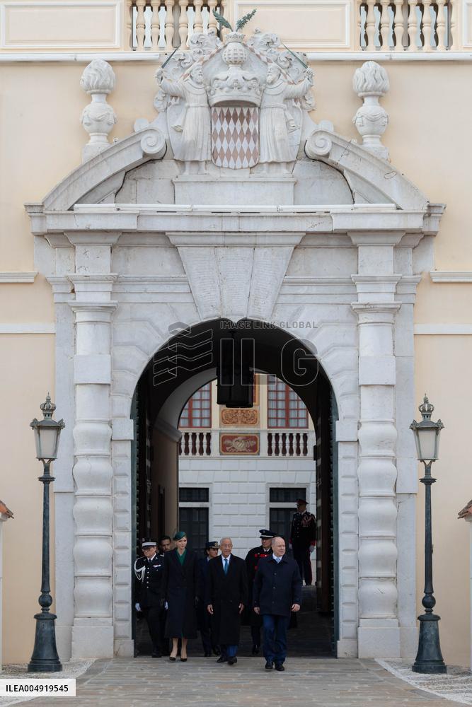 NO TABLOIDS - Prince Albert and Princess Charlene with Portuguese President At Saint-Martin Garden - Monaco