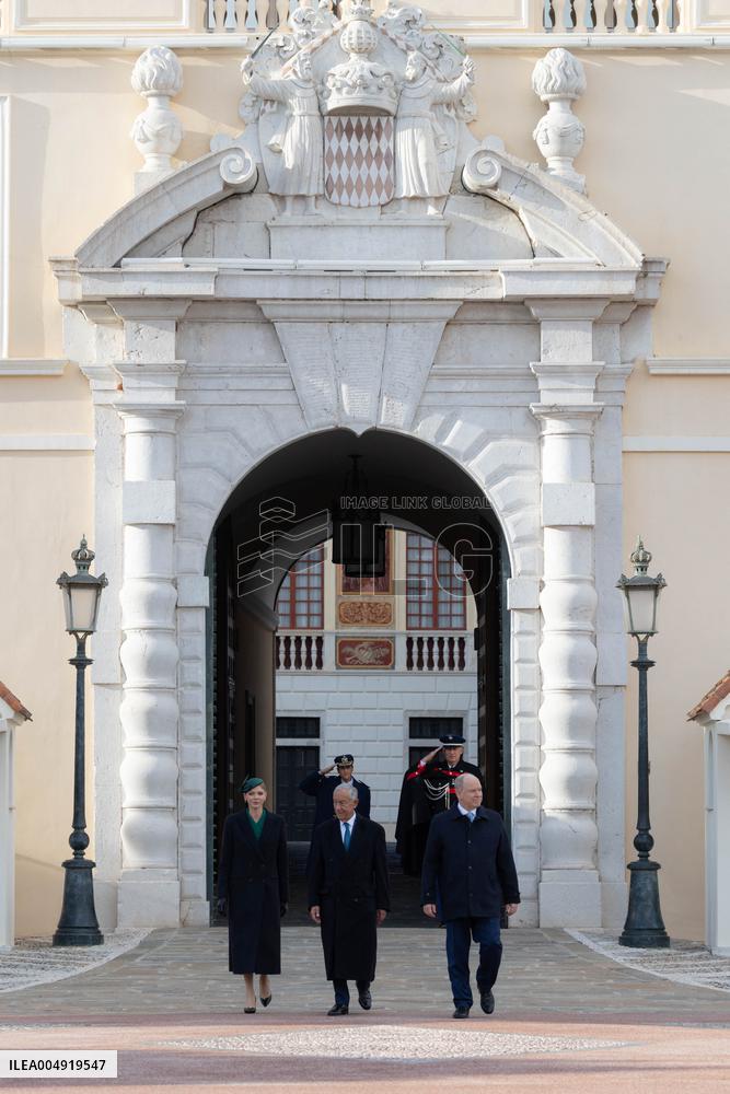 NO TABLOIDS - Prince Albert and Princess Charlene with Portuguese President At Saint-Martin Garden - Monaco