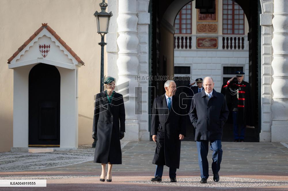 NO TABLOIDS - Prince Albert and Princess Charlene with Portuguese President At Saint-Martin Garden - Monaco