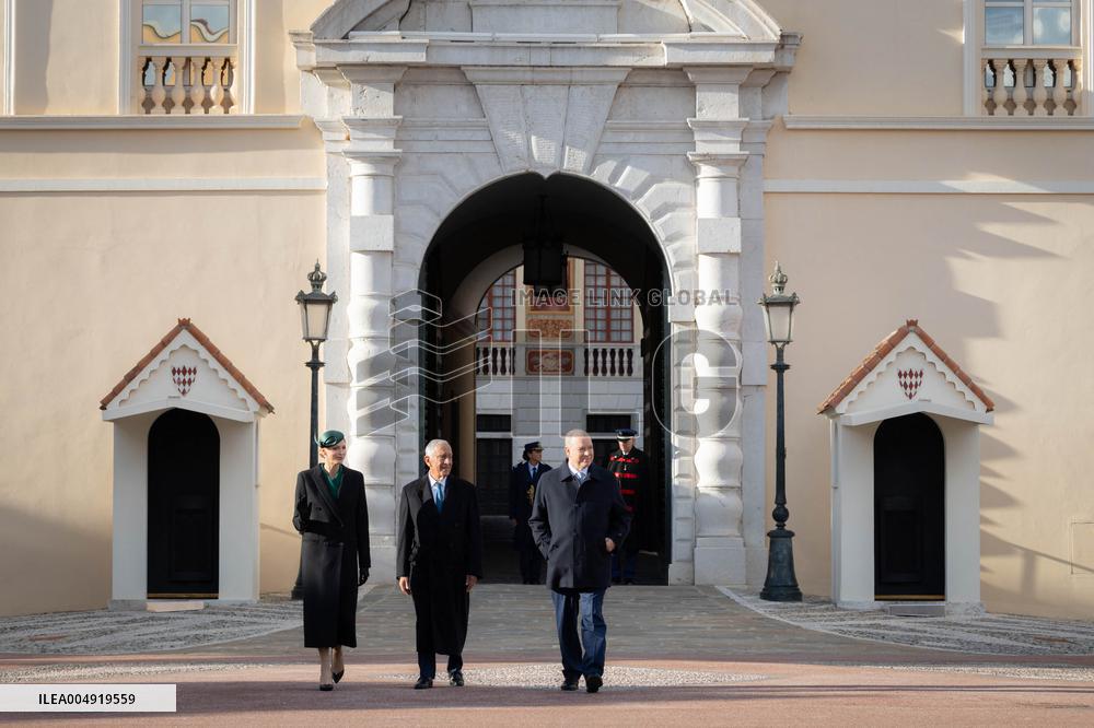 NO TABLOIDS - Prince Albert and Princess Charlene with Portuguese President At Saint-Martin Garden - Monaco