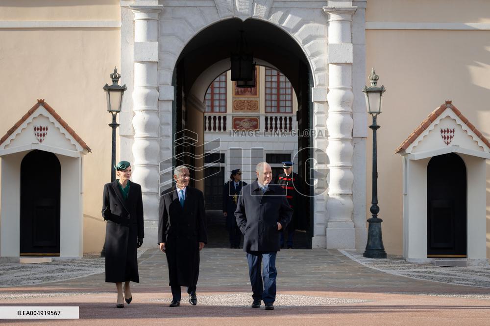 NO TABLOIDS - Prince Albert and Princess Charlene with Portuguese President At Saint-Martin Garden - Monaco