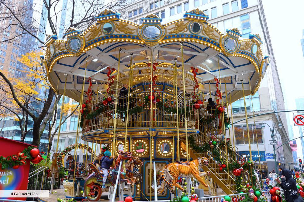 First Double Decker Carousel Christmas Opening - NYC