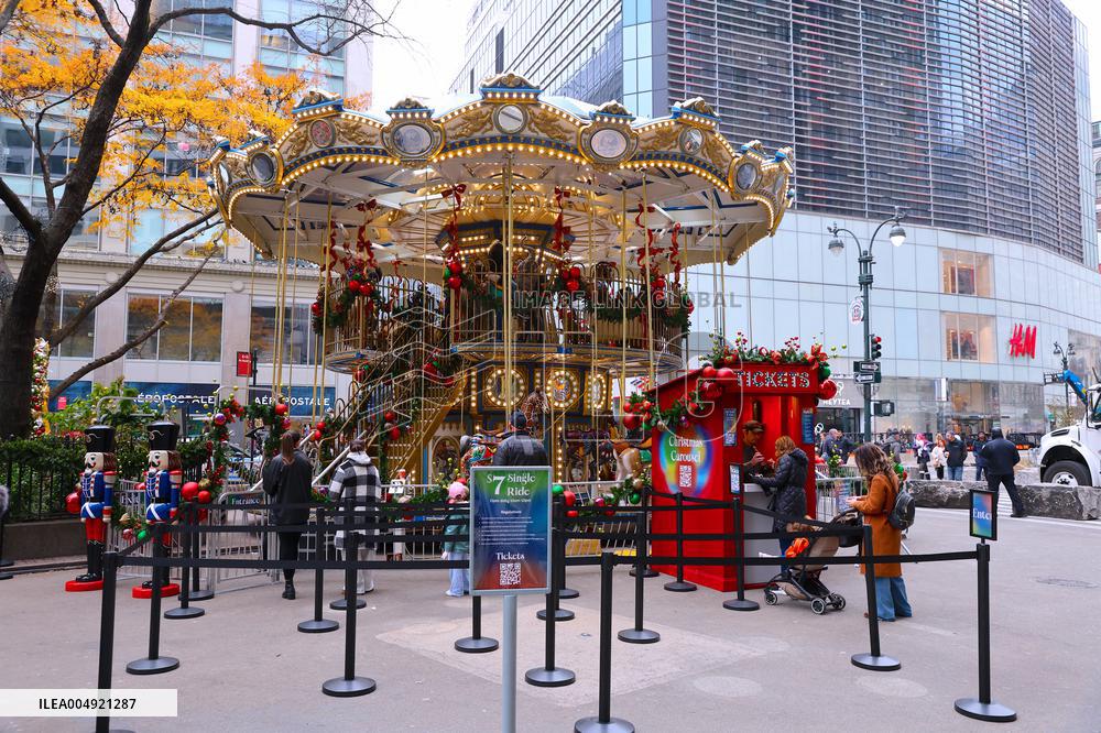 First Double Decker Carousel Christmas Opening - NYC