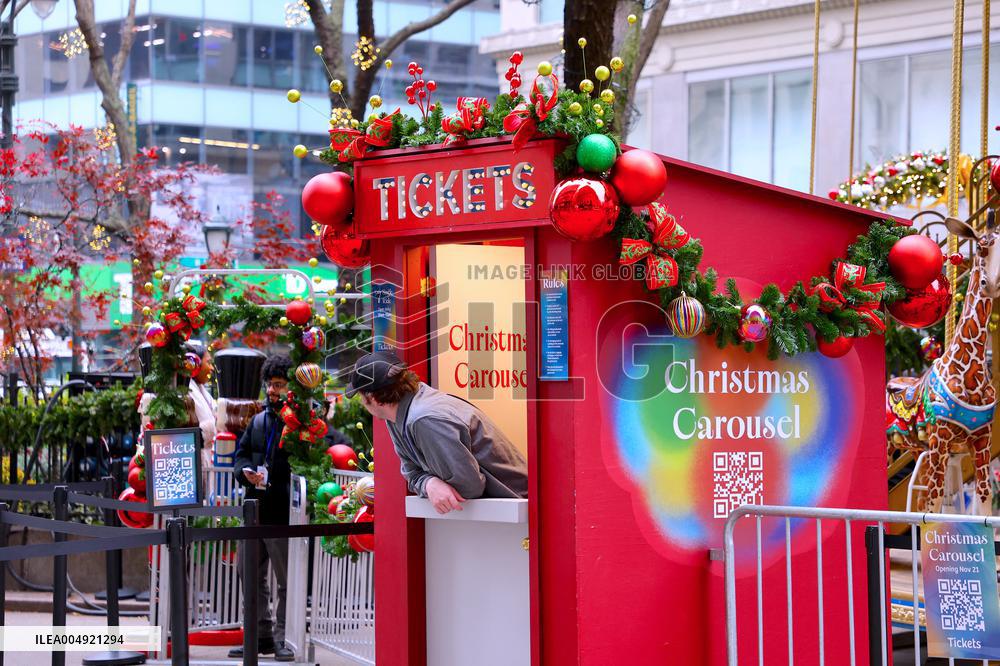 First Double Decker Carousel Christmas Opening - NYC