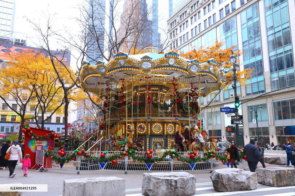First Double Decker Carousel Christmas Opening - NYC