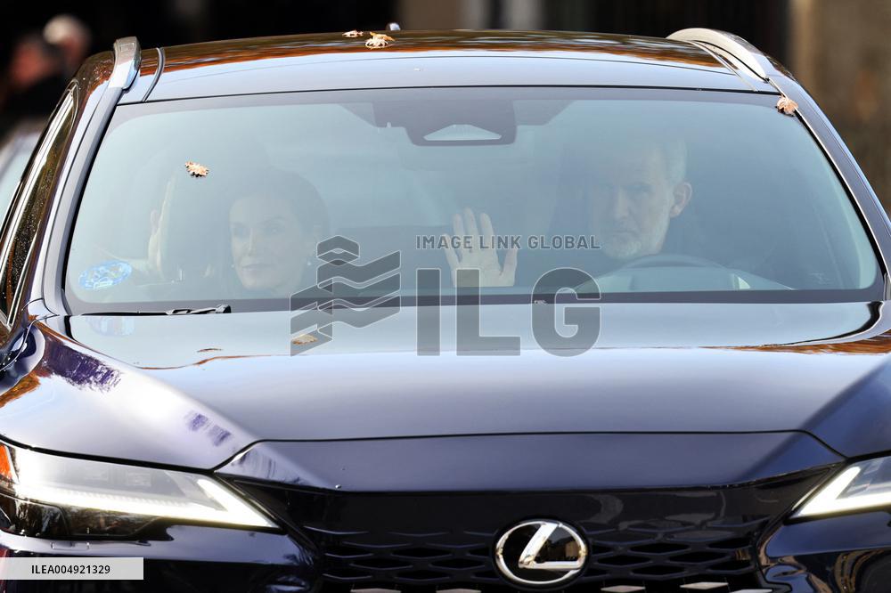 Royals Arrive At Private Lunch For Emeritus Queen Imposition Order - Madrid