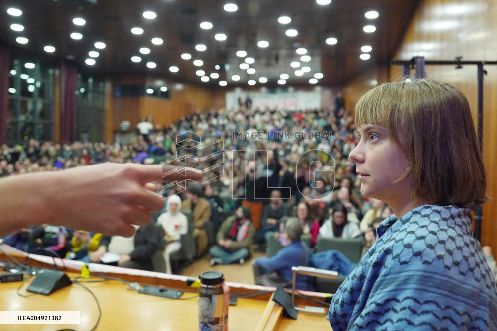 Greta Thunberg Attends Palestine Meeting At University Despite Ban - Italy