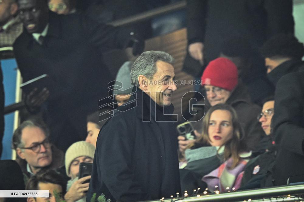 French former president Nicolas Sarkozy attends Ligue 1 PSG vs Le Havre AC - FA