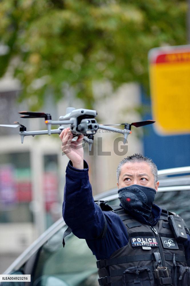 Implementation Of Drone Surveillance by French National Police - Paris