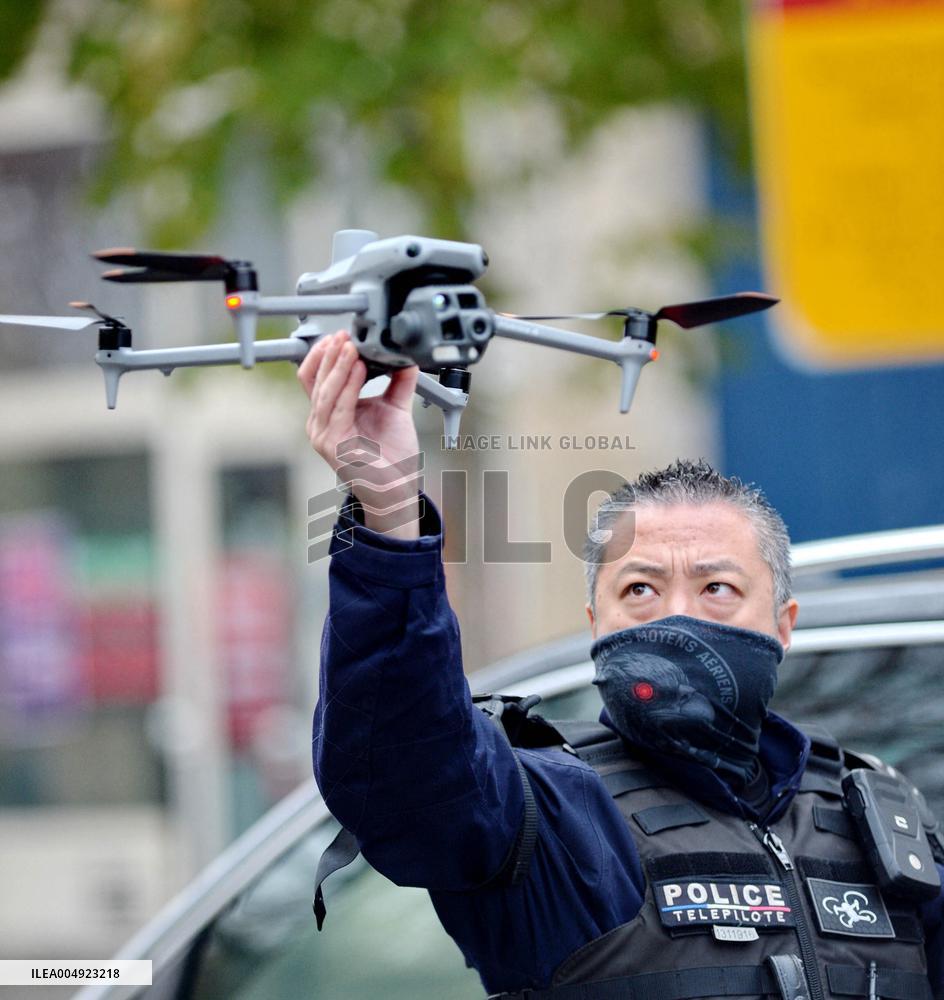 Implementation Of Drone Surveillance by French National Police - Paris