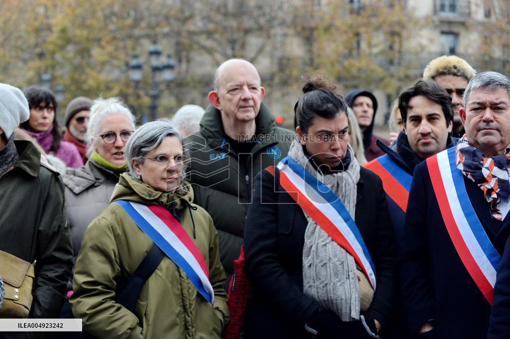 Tribute to Mehdi Kessaci at The City Hall - Paris