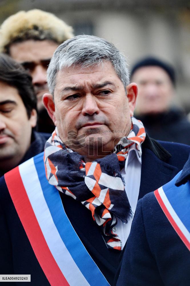 Tribute to Mehdi Kessaci at The City Hall - Paris