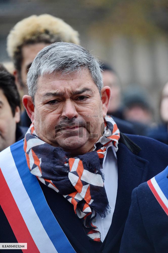 Tribute to Mehdi Kessaci at The City Hall - Paris