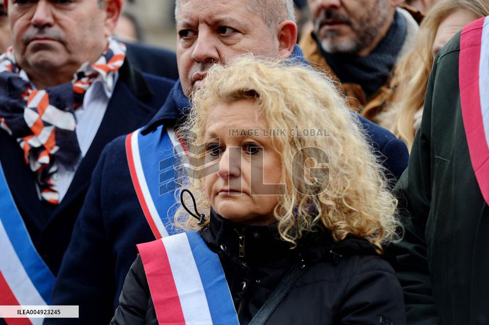 Tribute to Mehdi Kessaci at The City Hall - Paris