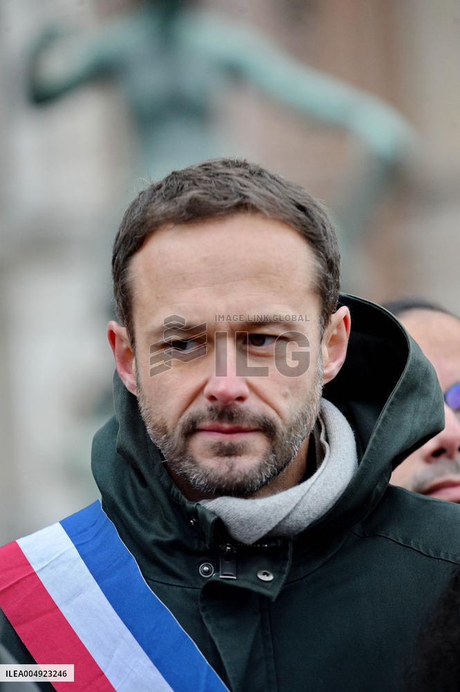 Tribute to Mehdi Kessaci at The City Hall - Paris