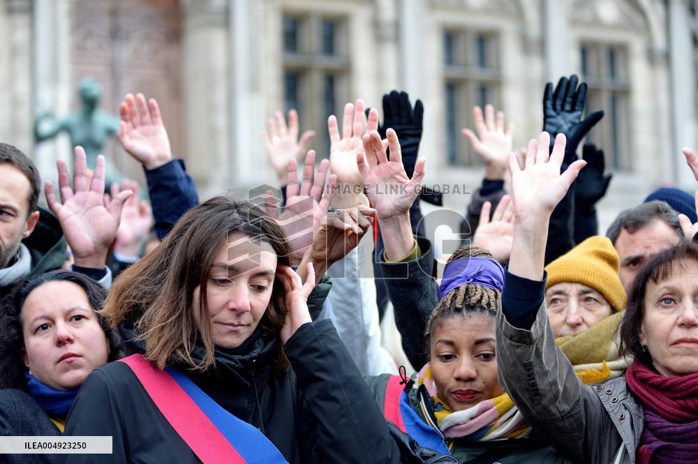 Tribute to Mehdi Kessaci at The City Hall - Paris