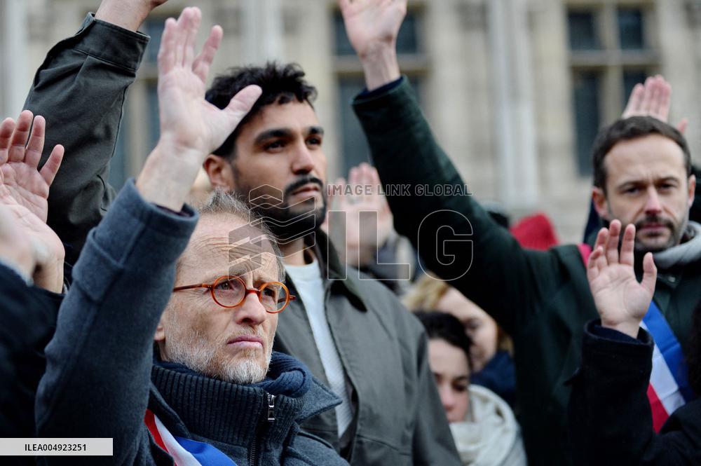 Tribute to Mehdi Kessaci at The City Hall - Paris