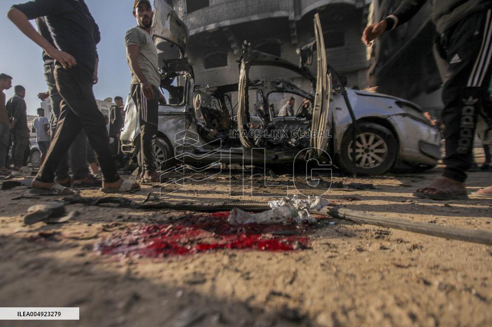 Israeli Car Strike Aftermath In Gaza City - Palestine