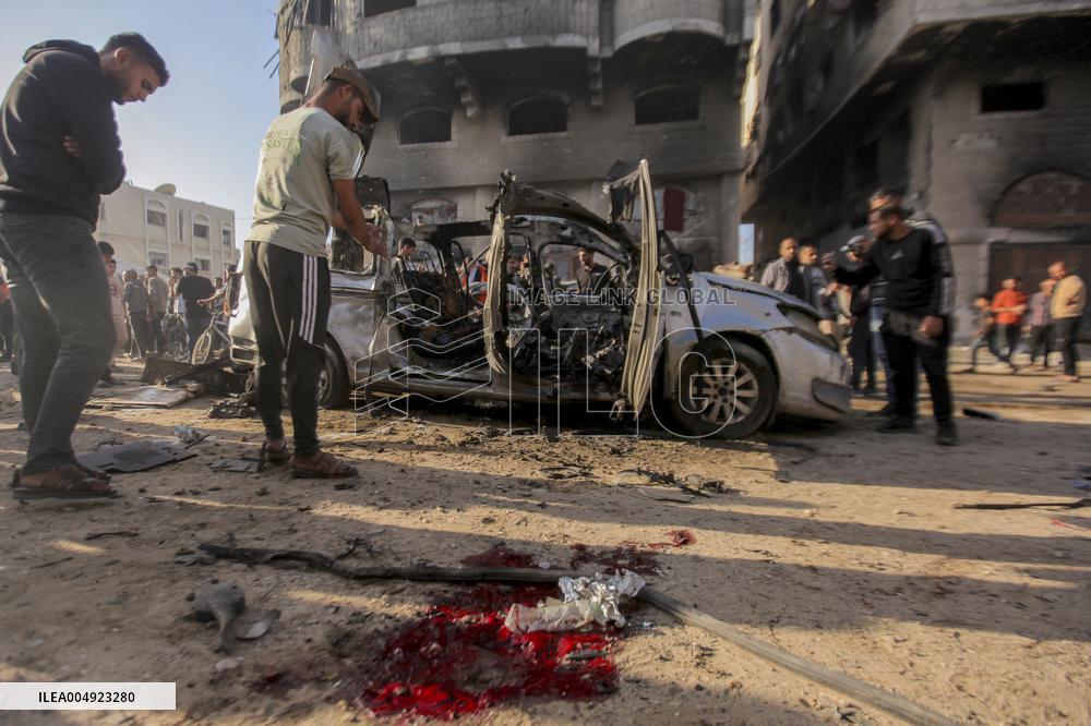 Israeli Car Strike Aftermath In Gaza City - Palestine