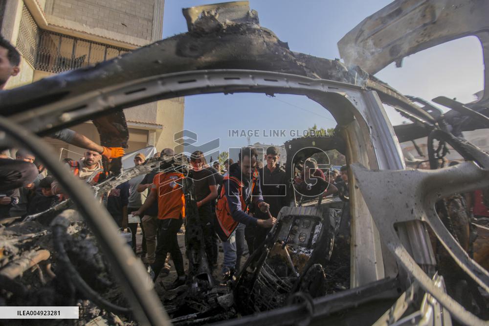 Israeli Car Strike Aftermath In Gaza City - Palestine