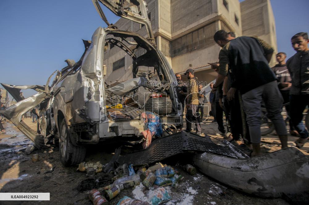 Israeli Car Strike Aftermath In Gaza City - Palestine