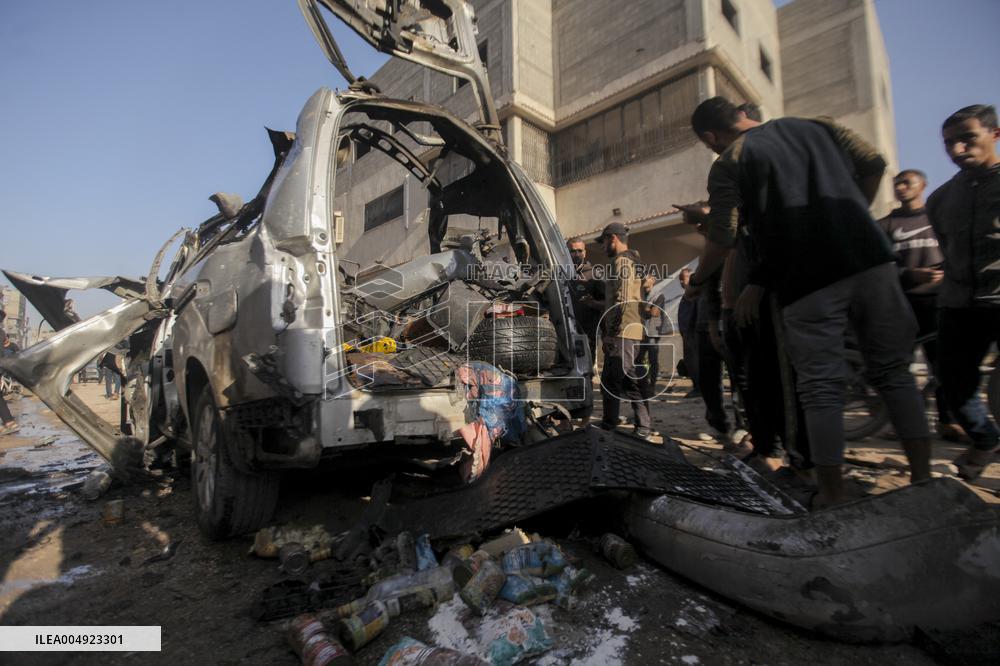 Israeli Car Strike Aftermath In Gaza City - Palestine