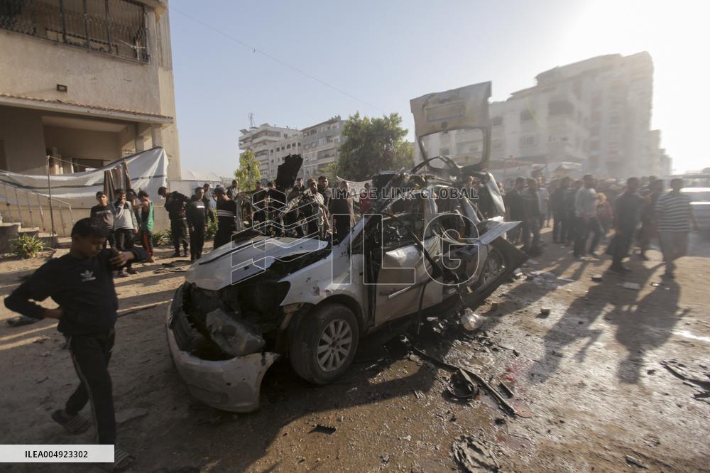 Israeli Car Strike Aftermath In Gaza City - Palestine