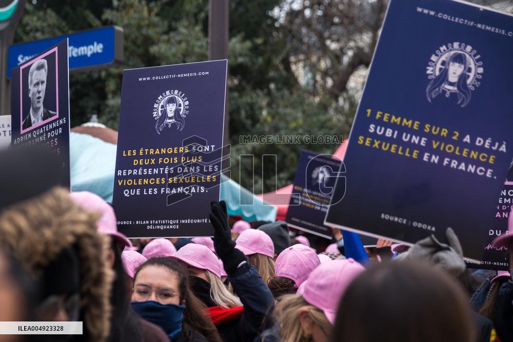 Far Right Group At The Int. Day for the Elimination of Violence Against Women - Paris