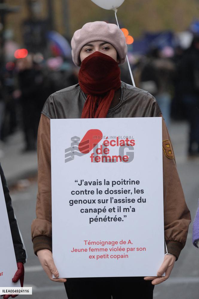 Far Right Group At March Against The Violence Against Women - Paris