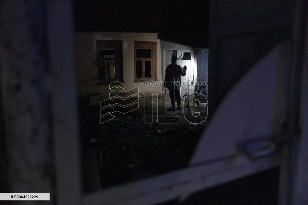 Rescuers At Drone Strike Site - Kharkiv