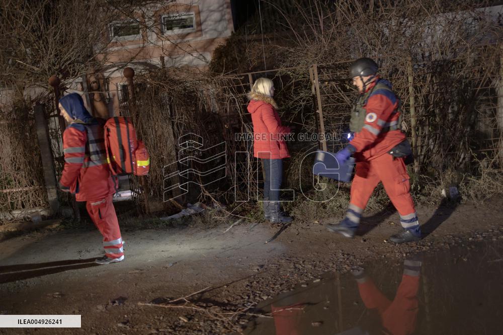 Rescuers At Drone Strike Site - Kharkiv