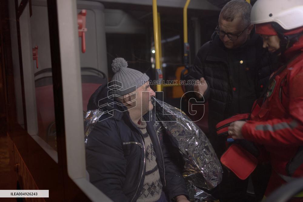 Rescuers At Drone Strike Site - Kharkiv