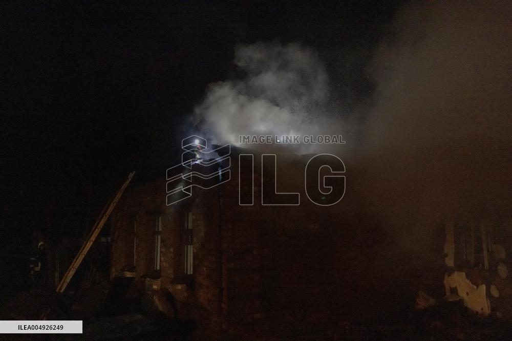 Rescuers At Drone Strike Site - Kharkiv