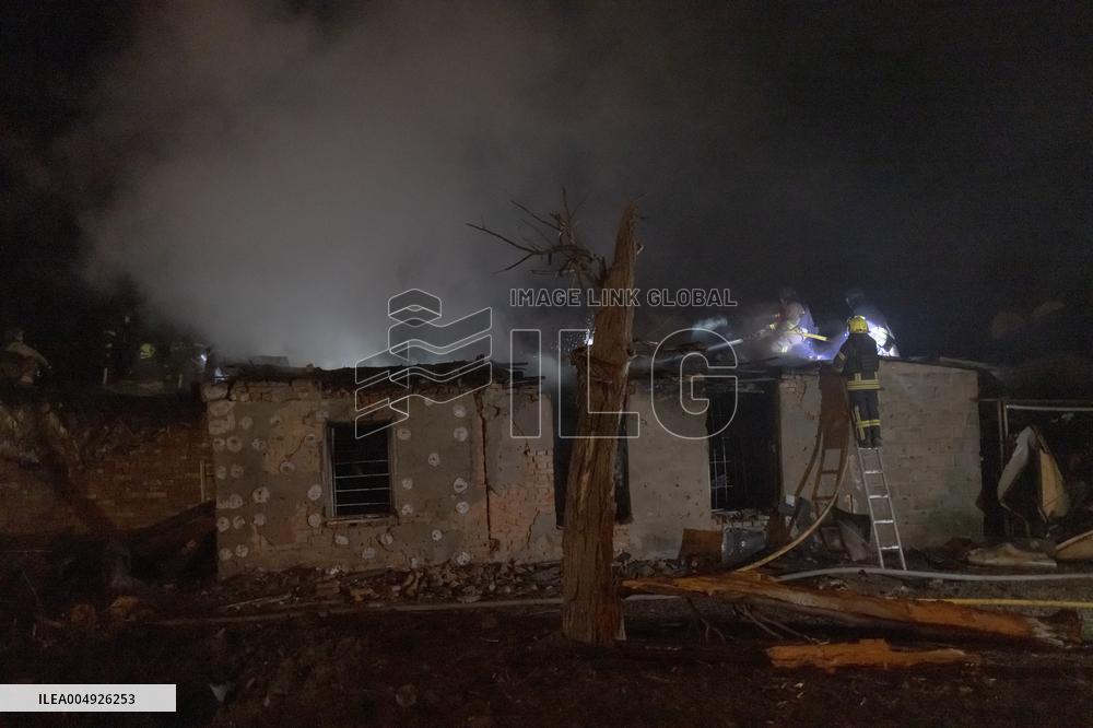 Rescuers At Drone Strike Site - Kharkiv