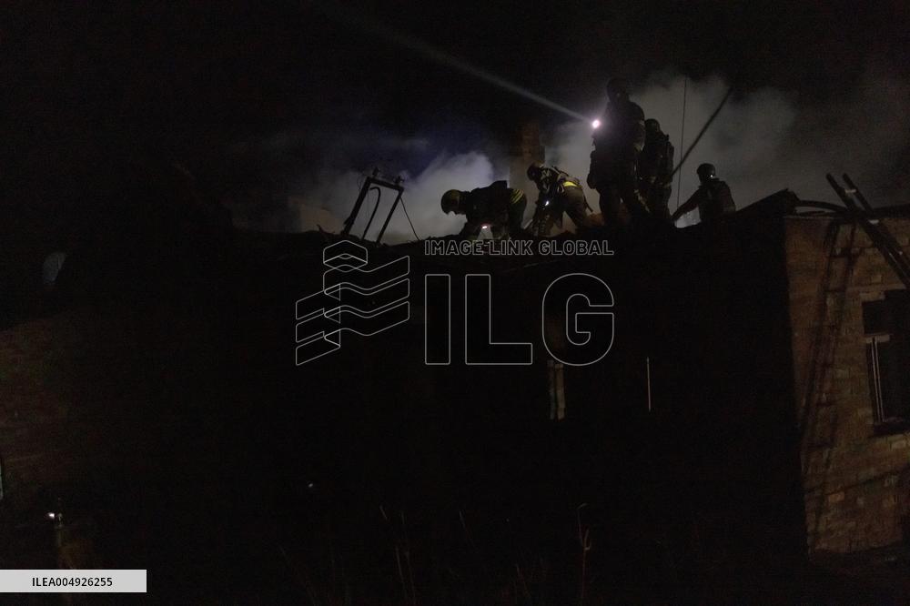 Rescuers At Drone Strike Site - Kharkiv