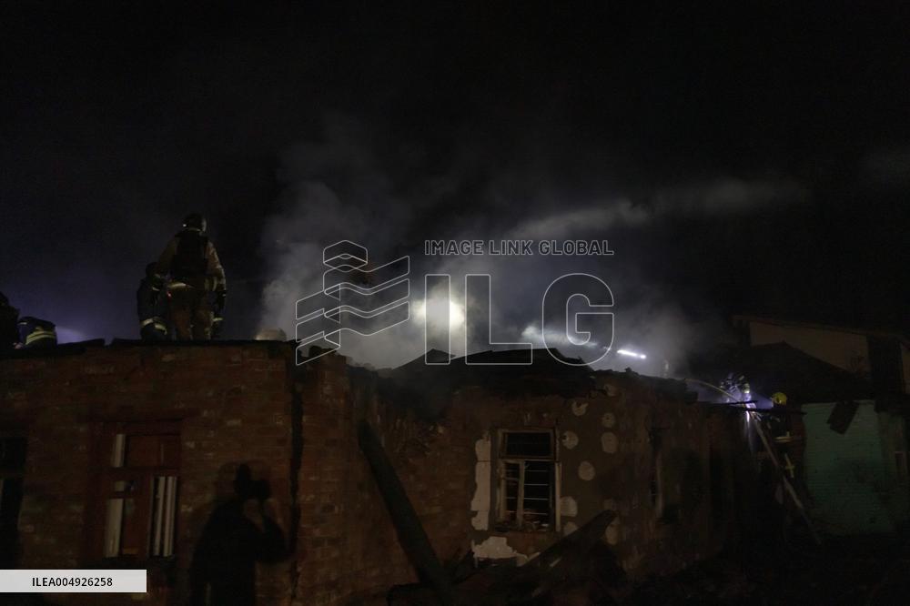 Rescuers At Drone Strike Site - Kharkiv