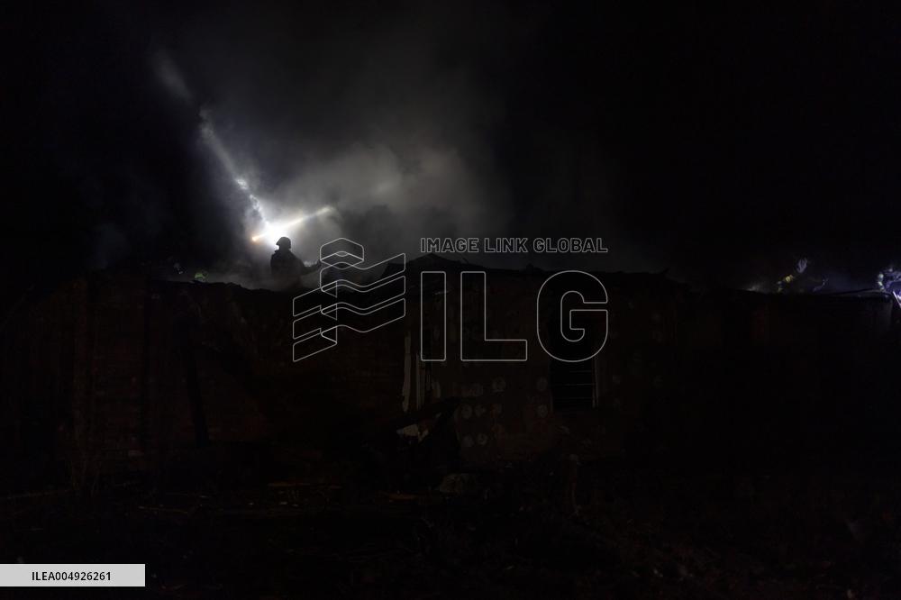 Rescuers At Drone Strike Site - Kharkiv