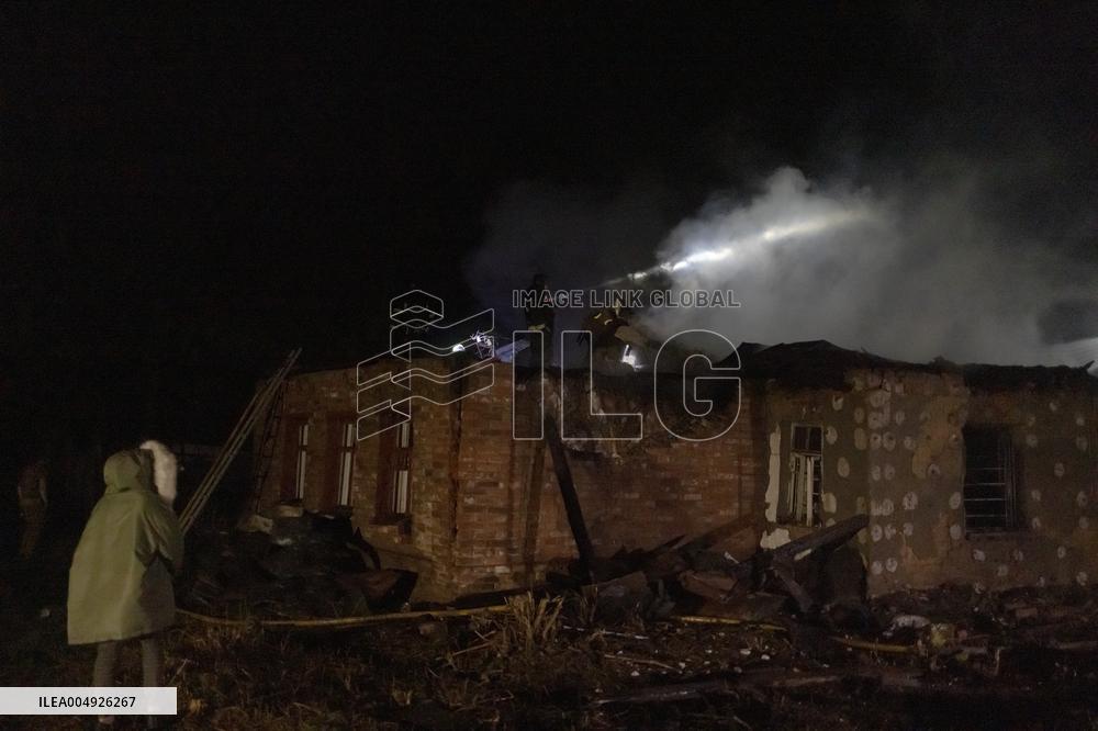 Rescuers At Drone Strike Site - Kharkiv