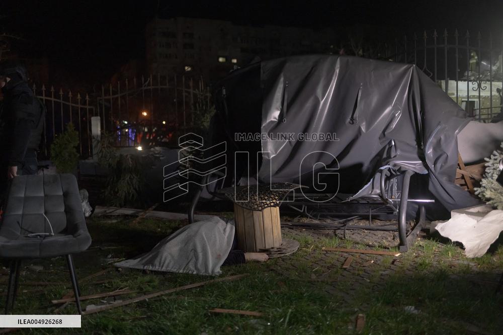 Rescuers At Drone Strike Site - Kharkiv