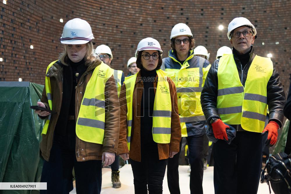 Rachida Dati visits La Courneuve Six Routes station construction site