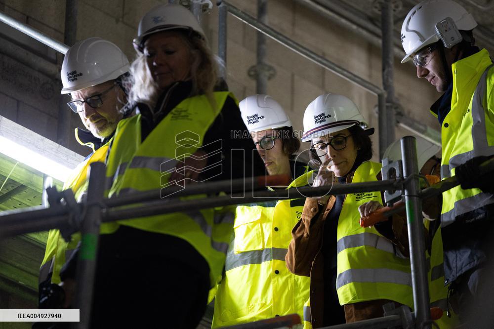 Rachida Dati visits La Courneuve Six Routes station construction site