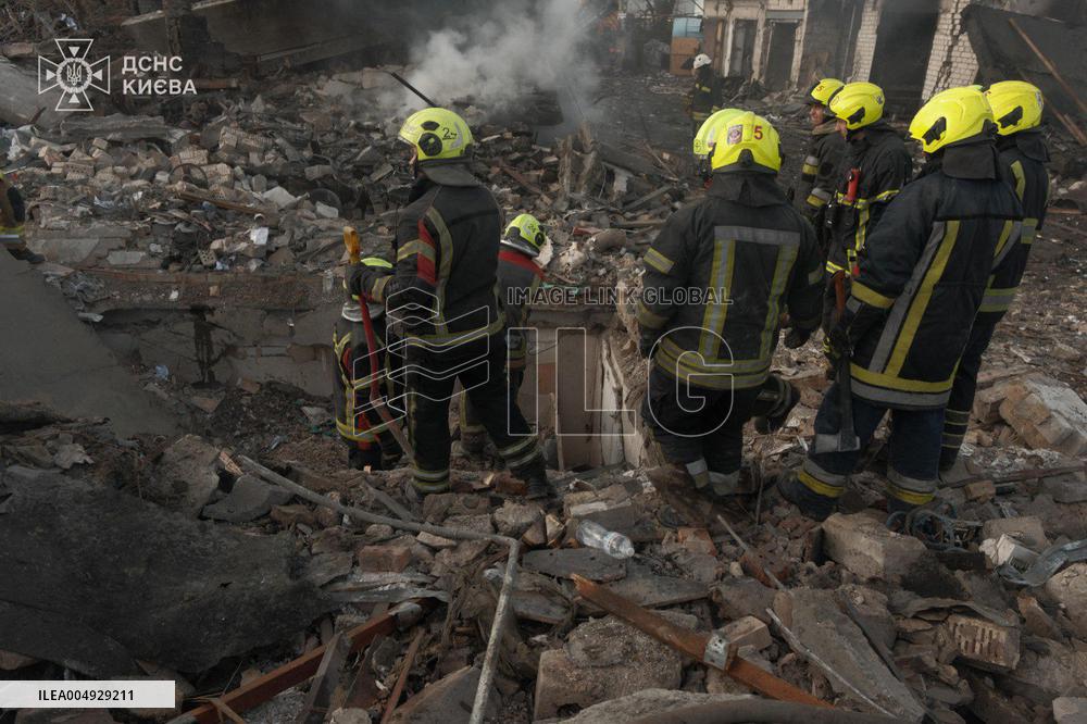 Aftermath Night Attack in Kyiv - Ukraine