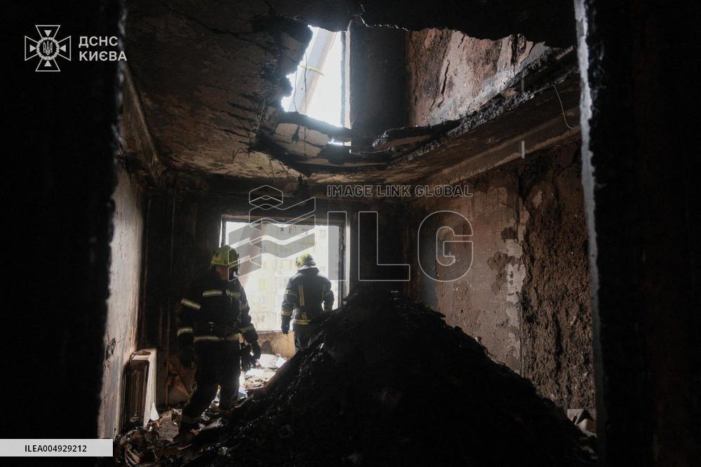 Aftermath Night Attack in Kyiv - Ukraine